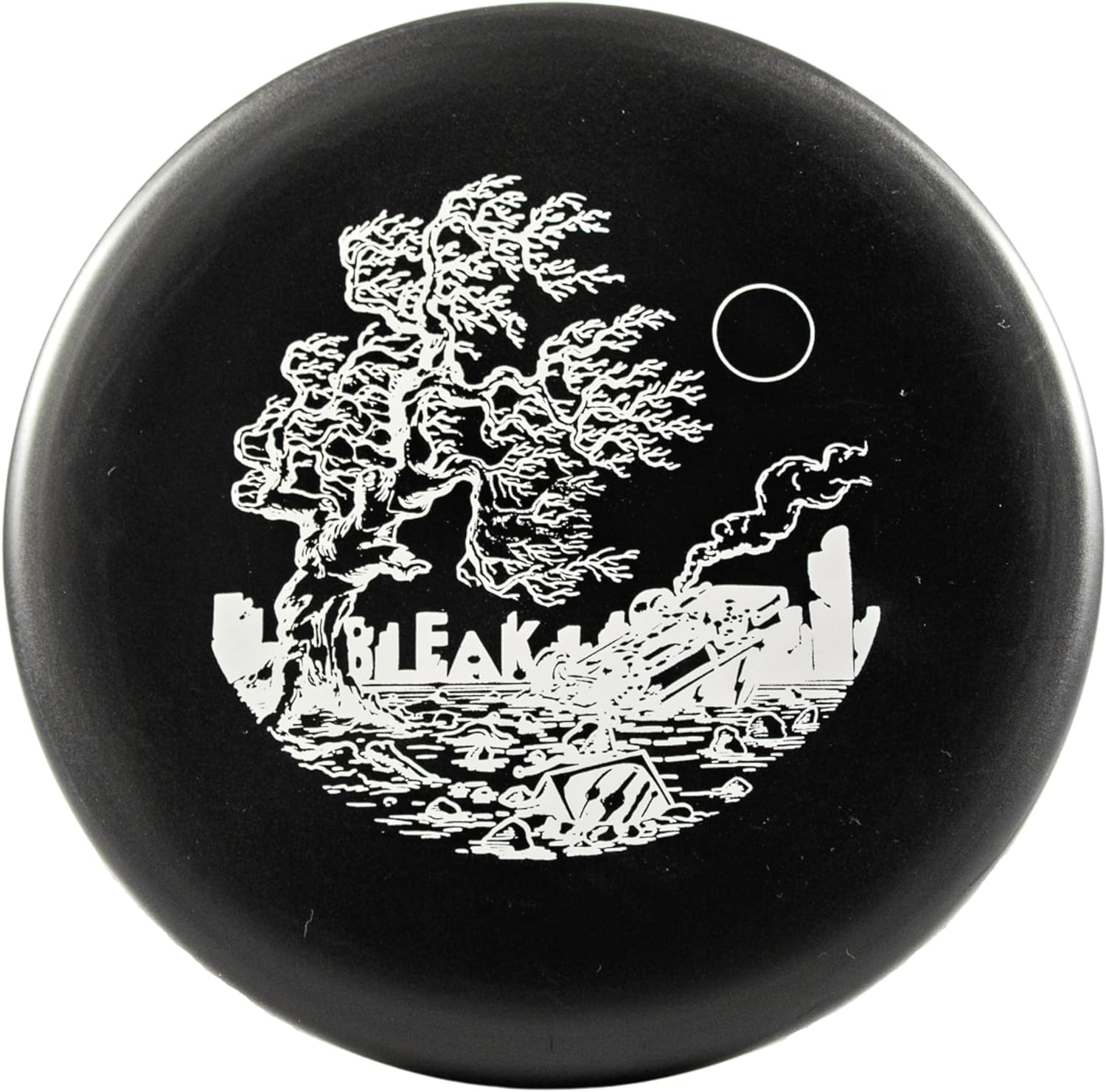 Bleak Ration Black badge with apocalyptic scene.